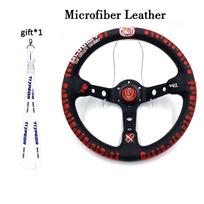 VERTEX Universal Racing Steering Wheel Black Spoke Suede Embroidered Sports Steering Wheel With 6 Holes 001-GZFXP071-01 black