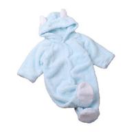 Hooded Baby Jumpsuits Long Sleeve Newborn Onesie Cartoon Infant Rompers  Pajamas mėlyna