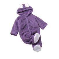 Hooded Baby Jumpsuits Long Sleeve Newborn Onesie Cartoon Infant Rompers  Pajamas violetinė