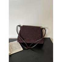 Woven Suede Leather Crossbody Bag Women Small Square Top-Flap Shoulder Daily Commute Stylish Handcrafted 33x21x8 cm beige
