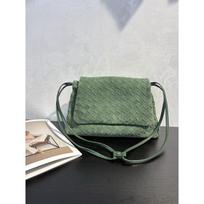 Woven Suede Leather Crossbody Bag Women Small Square Top-Flap Shoulder Daily Commute Stylish Handcrafted 33x21x8 cm gray