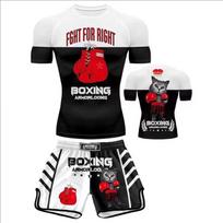 Vaikų MMA Bokso Treniruočių Rinkinys Trumpomis Rankovėmis Kovinis Kostiumas Muay Thai Sanda Fitness Sporto Salės Treniruotėms Kids 130cm black