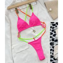 Moteriški maudymosi kostiumėliai be nugarų kryžminiai Extreme String Mini Micro String Moteriški maudymosi kostiumėliai maudymosi moteriai S karšta rožinė spalva