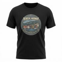 Bergen Norway Fjord City Graphic T-Shirt Unisex Travel Tee M gray