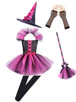 Hocus Pocus Kids Witch Cosplay Dress, Girls Halloween Party Puffy Stage Costume M/100cm pink