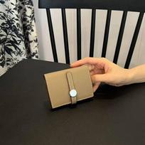 Womens Genuine Leather Bifold Wallet With Drawstring Slim Compact Purse Daily Use 10.5x7.5x2.5cm beige