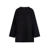 Ultra-Thick Warm Mohair Oversized Pullover Sweater for Women Small black