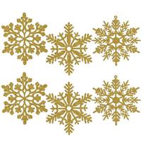 12Pcs White Glitter Raw Pulp Plastics Paper Snowflake Ornaments Christmas Venue Decoration Xmas Tree Pendant Home Winter Parties 7 Gold 12Pcs 12cm