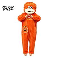 Relaxed Fit Sleepwear Big Mouth Creature Onesie Pajamas, Halloween Pumpkin Fleece Hooded Pajamas Unisex One Piece Loungewear XXL oranžinė