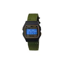 CASIO Custom Collection Quartz Movement Nylon Strap Watch Men's Watches Black Dial F-91WG-9 Green Strap Blue Dial Lens black