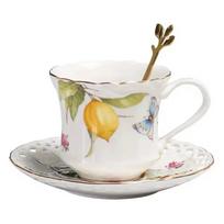 Lemon Coffee Cup and Saucer Teapot Set British Luxury Gold Painted Kettle Tea Maker Tania Bulhoes Design Cup