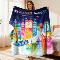 It'S a Small World Fantasyland Floral Print Flannel Blanket 100% Polyester Lightweight & All-Season Comfort Perfect for Sofa Offic 150cm*220cm