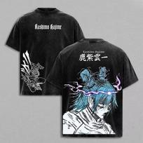 Jujutsu Kaisen Kashimo Hajime Graphic T-shirt Men's Clothing Women Cotton T-shirt Washed Tee Harajuku Male 2026 Summer T Shirt L black