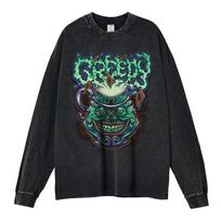 Anime Yu Gi Oh Sweater Pot Of Greed T Shirt Vintage Washed Sweatshirts Hip Hop Oversized Manga Tops Tees Men 100%Cotton 4XL blue