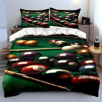 Billiard Balls and Cue Design Bedding Set (1 duvet cover, 2 pillowcases, duvet not included) sofas 140x200cm
