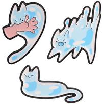 2-4pcs/set Cartoon Animal Badges Fun Cat Duck Frog Dinosaur Bear Enamel Pin Sweet Fruit Anime UFO Brooch Gift Accessories gray