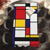 P-Piet Mondrian stiliaus staltiesė, atspari vandeniui ir dėmėms, poliesterio staltiesės uždangalas dekoravimui, valgomojo, virtuvės, vakarėlio staltiesė 60*102inch(150*255cm）