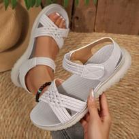 Women's Summer Lightweight Sports-Style Sandals With Elastic Velcro Strap, Comfortable Footwear, Available In Large Sizes. 43 pilka
