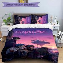 3pcs Gorillaz band pattern bedding set duvet cover set includes duvet cover &pillowcases, perfect all season bedroom decoration & gift 180cmx210cm