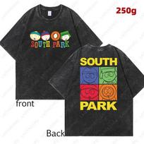 Funny South Park Cartoon Character Shirt Comfort Washed Cotton Mens T-shirt Cute Kenny Print Tees Summer Streetwear Unisex tops L black