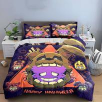 3Pcs Five Nights At Freddy's Halloween Duvet Cover Set, Horror Animatronic Bear Kids Bedding Single Double King Queen, Gift EU Twin 135X200cm&set brown