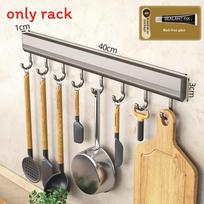 Carbon Steel Wall Mount Spice Rack With Hooks For Kitchen Storage Organizer Gray 8Hooks gray