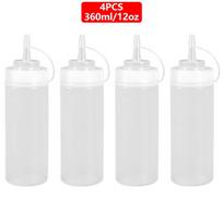 Large Squeeze Condiment Squeeze Bottles Hot Sauces Olive Oil Bottles Ketchup Mustard Dispensers Kitchen Accessories Gadgets 2 4PCS 360ML white
