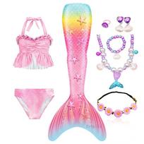 Mergaitės undinukės uodegos paplūdimio baseino drabužiai maudymosi kostiumas Mažosios undinukės kostiumas bikini cosplay Kalėdų gimtadienio vakarėlio maudymosi kostiumas 120(5-6T) pink