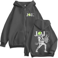Anime JoJo Bizarre Adventure STEEL BALL RUN Johnny Joestar Zipper Hoodies Men Women Long Sleeves Zip Up Sweatshirts Jacket Coats L black