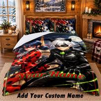 Miraculous Ladybug Custom Name 3Pcs Bedding Set 1 Bed Sheet 2 Pillowcases Bedroom Home Decor 140cmx210cm