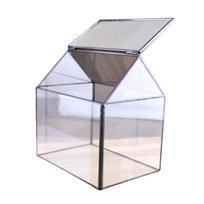 House Shape decoration glass Geometric Terrarium Plant Plants Planter Pot gray