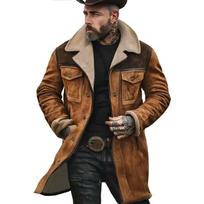 2026 Winter Long Coat Grab Fleecy Casual Coat New Street Fashion Outerwear Overcoat Plus-size Men's Long Windproof Suede  Jacket 3XL ruda