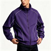 Men's Spring Fall Stand Collar Jacket, Loose Fit Casual Hiking Outdoor Jacket XXXL violetinė