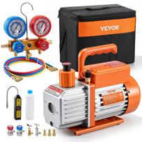 VEVOR 127 L/min(4,5 CFM) Kintamosios srovės vakuuminis siurblys ir manometro rinkinys, vienpakopis rotacinis mentinis oro vakuuminis siurblys HVAC sistemoms, oro kondicionavimo šaltnešio kolektoriaus matuoklių rinkinys 27.5 x 12 x 22.5 cm