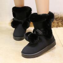 Saldžiai rožiniai pliušiniai neslystantys sniego batai moterims, žieminiai šilti pūkuoti pliušiniai žemi batai, ankle boots, mieli pomponai, dizainerio mergaitės batai 41 40EU/CN41 juoda