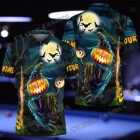 Billiards Halloween Grim Reaper Skull Personalized Name  Printed Men's Polo Shirt Summer Street Unisex Casual Polo shirt WK134 6XL gray