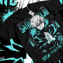 Anime Jujutsu Kaisen Gojo Satoru Infinite Void Black T-Shirt 100 blue