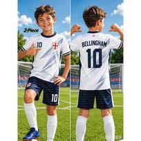 2026 Specialūs Bellingham #10 Gerbėjų Futbolo Marškinėliai Šortų Rinkinys Moterys Vyrai Anglijos Gerbėjų Marškinėliai ir Šortai Vasaros Vaikams 2 Dalių Rinkinys 120