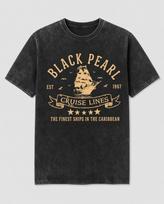 Black Pearl Cruise Lines Pirate Ship Acid Wash Black T-Shirt Graphic Tee M black