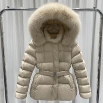 Žieminė su diržu moteriška striukė su kailine apykakle, medvilninė, dygsniuota, madinga, elegantiška, gatvės stiliaus viršutinė apranga, slidinėjimo parkas XL gray