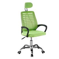 Ergonomiška namų biuro kėdė, reguliuojamas komfortas su atlošu ir galvos atrama ilgam sėdėjimui, pasukama stalo kėdė. Headrest - Fixed - Green - Steel Base