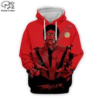 PLstar Cosmos PopŽvaigždė Karalius Dainininkas Michael Jackson Hiphop Gatvės apranga Megztinis Unisex 3D Spausdinimas Užtrauktukas/Su gobtuvu/Sportinis megztinis/Striukė s-9 L red