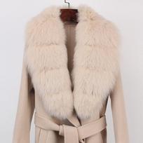 Luxury Real Fox Fur Shawl Scarf For Women Natural Fox Fur Collar Neck Warmer Winter Fashion Detachable Fur Collar For Overcoat Length 75CM beige
