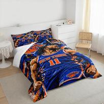 New York Knicks Basketball Player Illustration Bedding set - Bedding set (1 duvet cover, 2 pillowcases, duvet not included). 135x200cm blue