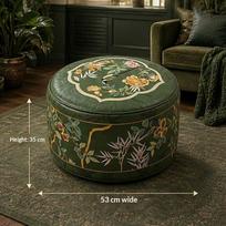 Boho rašto ottoman pufas, užpildomas dizainas, didelė atidarymo saugykla, ottoman, PU oda, atsparus vandeniui, sėdimasis pagalvėlė ant grindų C black
