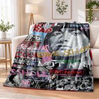 Eminem Flannel Throw Blanket Soft Warm Cozy For Sofa Bed Indoor Home Bedroom Use 80cmx120cm