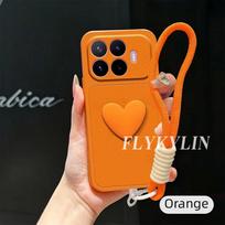 For Honor 600 500 Pro 400 Smart 300 200 100 90 80 Litchi Texture Anti Slip Phone Case, Wristband, And Heart-Shaped Accessory Honor 60 Pro orange