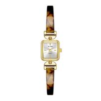 Bee Sister Ladies Watches New Luxury Tortoiseshell Amber Watches For Woman Vintage Bracelet Wristwatch Square beige