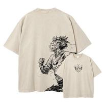 T-shirt 2026 My Hero Academia Katsuki Bakugo Sketch Graphic White Oversize Cotton Short Sleeve Harajuku Streetwear For Fans XXXXL beige