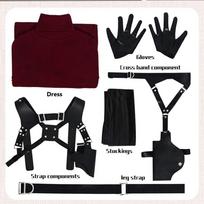 Moterų Ada Cosplay Wong Kostiumas Perukas Raudona Seksuali Suknelė Kostiumo Diržas Helovinas Helovinas Karnavalas Kaukės Kostiumas Suaugusioms Moterims S black